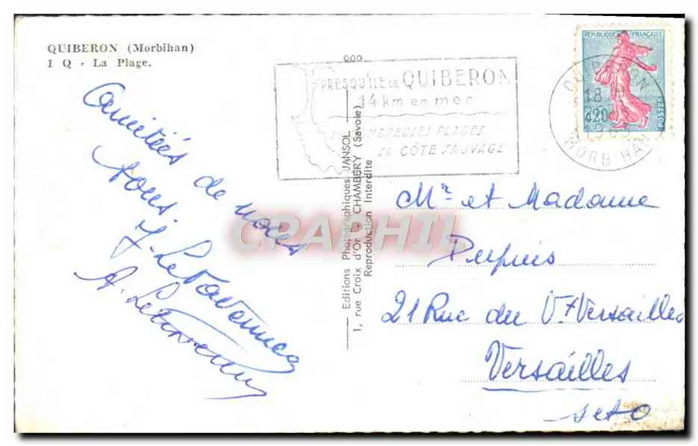 Quiberon — A Praia — Éditions Photographiques Jansol - Verso