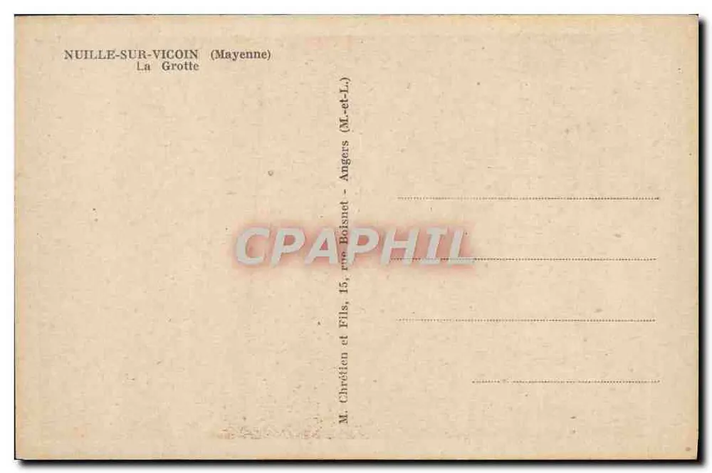 Nuillé-sur-Vicoin — A Gruta — M. Chrétion e Filhos, Angers - Verso