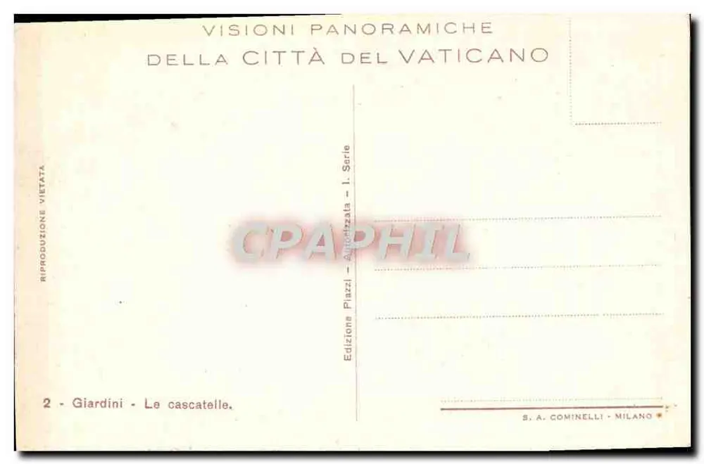 Giardini - Le cascatelle — Série I — Edição S.A. COMINELLI - MILANO - Verso