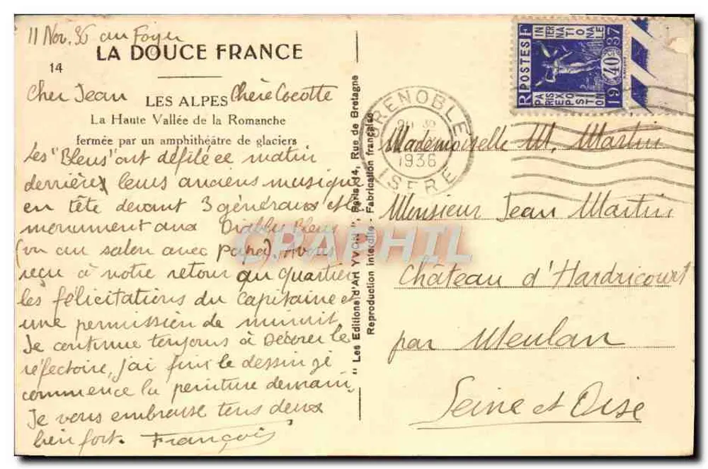 Die Romanche-Tal — Die Alpen — Édition d'Art YV, Paris - Rückseite