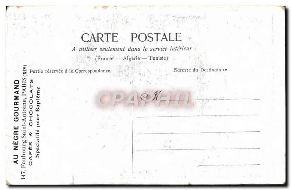 Enfant avec sac de pain — scène de campagne — éditeur AU NÈGRE GOURMAND, Paris - Rückseite