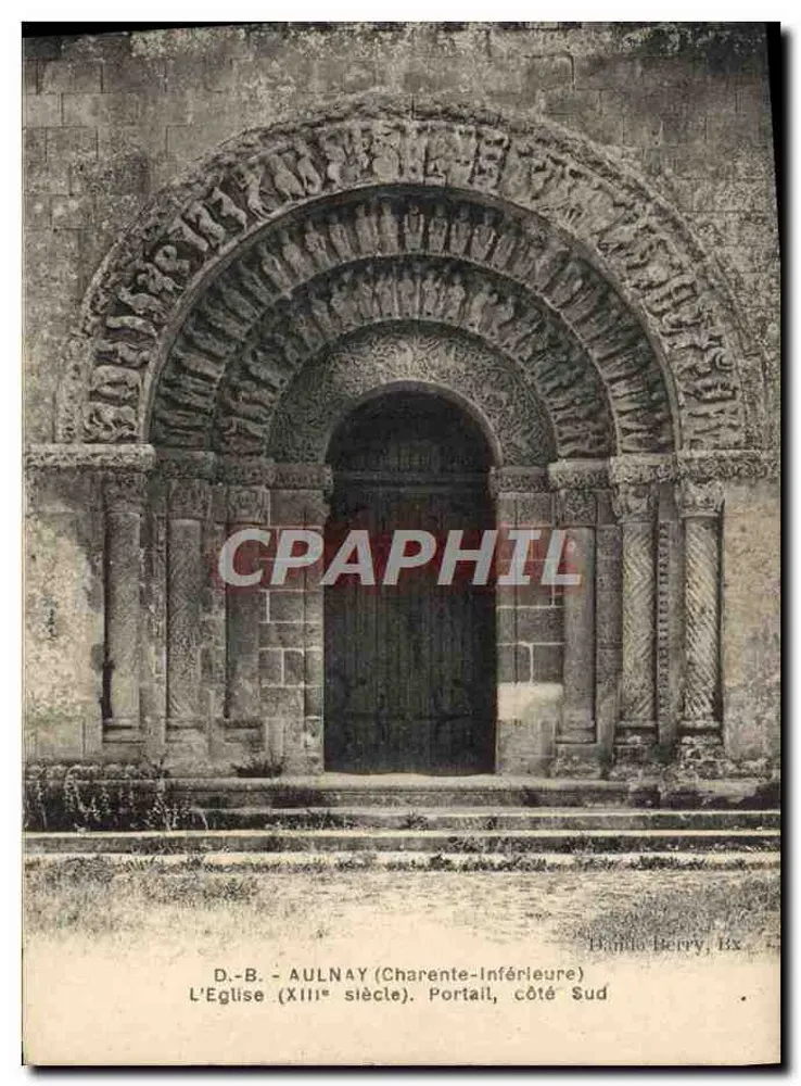 Aulnay (Charente-Inferieure) — Portal der Kirche des 13. Jahrhunderts, südliche Seite — Verlag D. B. Berry, Nr. 14 - Vorderseite