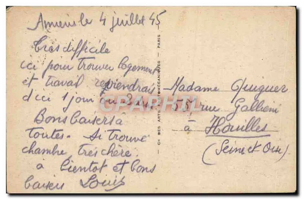 Amiens — Vista geral (lado norte) — LT.161, editor CIE DES ARTS PHOTOMÉCANIQUES - Verso