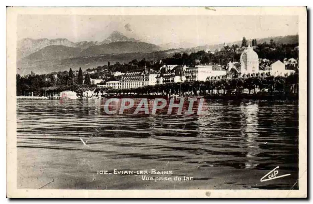 Évian-les-Bains — Vue prise du lac — Éditeur CPAPHIL, n° 102 - Frente
