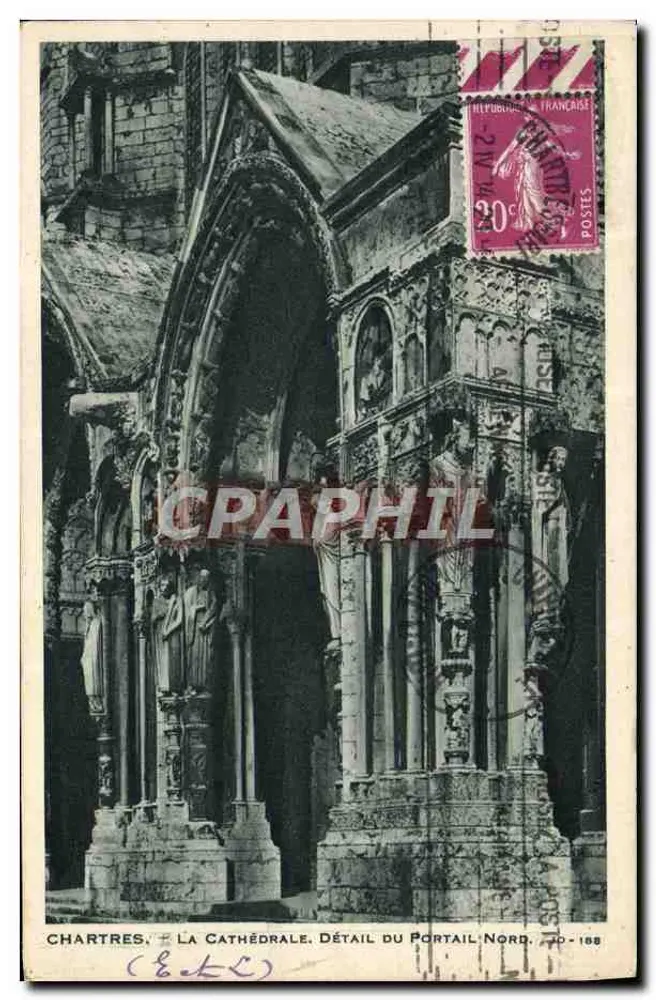 Chartres — Die Kathedrale. Detail des Nordportals — Aéro-Photo, 15, Rue de Montmorency, Paris - Vorderseite