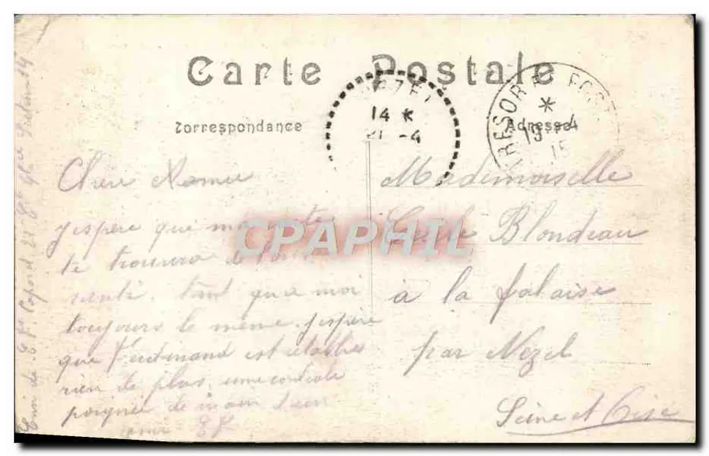 Batalha da Marne (6 ao 12 de setembro de 1914) — Vaucle rc — editor não visível - Verso