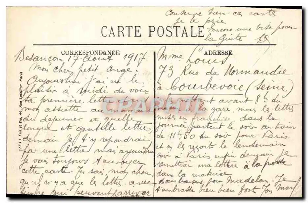 Besançon — Le Port Battant und die Kirche der Madeleine — I.L. - Rückseite