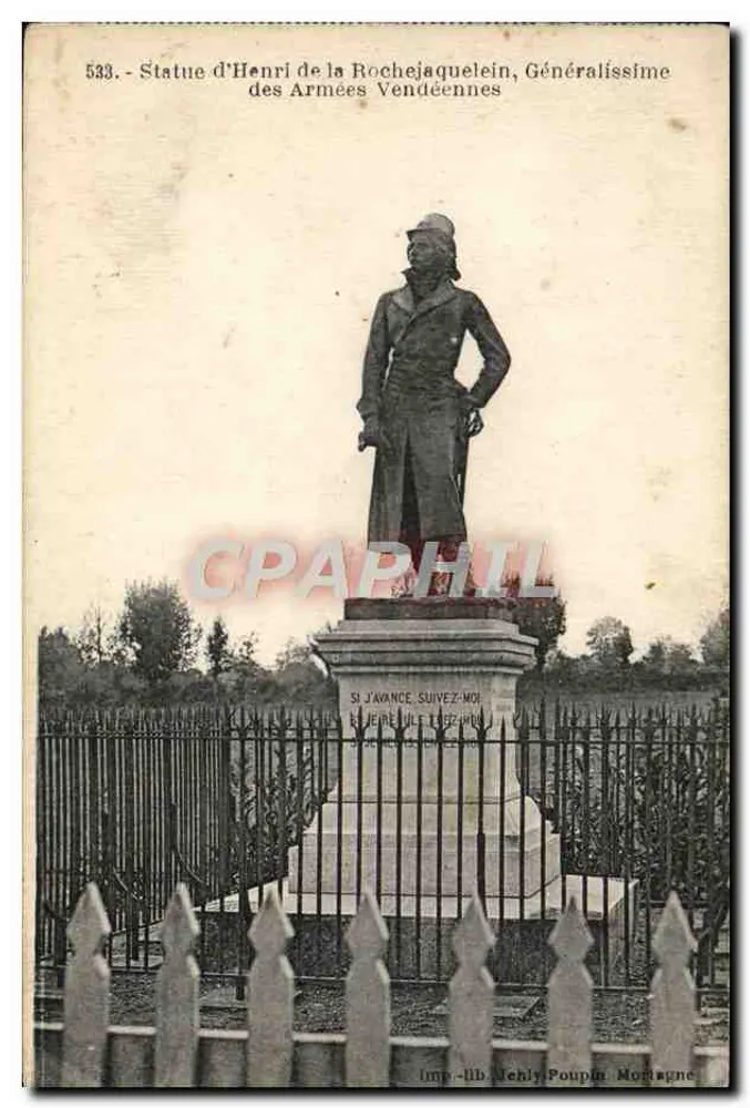 Statue von Henri de la Rochejaquelein, Generalissime der Vendéanischen Armee — Serie 533 — Verlag Imp. Lib. Poupin, Mortagne - Vorderseite