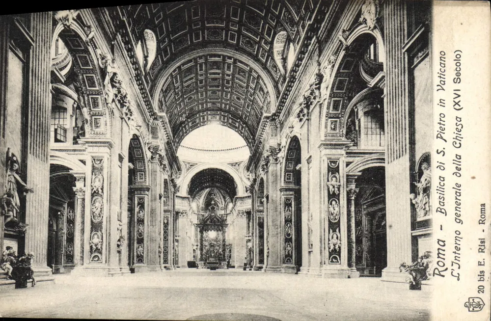 Interior da Basílica de São Pedro — Roma — Editor E. Risi, n° 20 bis - Frente
