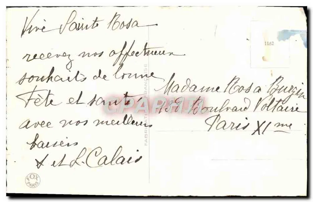 Blumenstrauß — Frohe Geburtstagskarte — In Frankreich hergestellt n°1162 - Rückseite