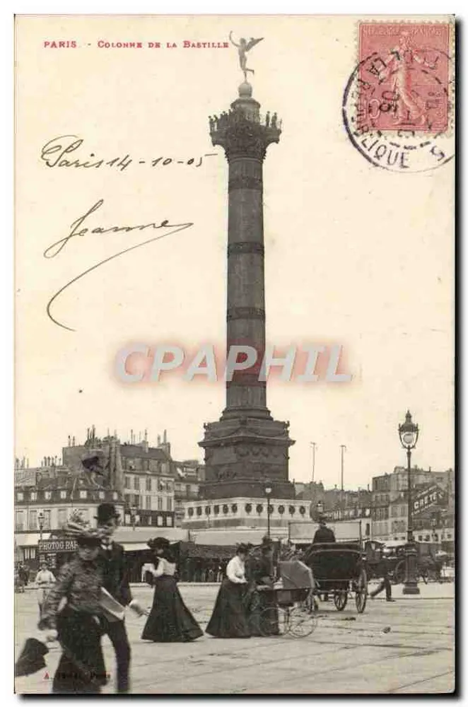 Paris - Coluna da Bastilha — vista da praça — A. Paris, fotógrafo - Frente