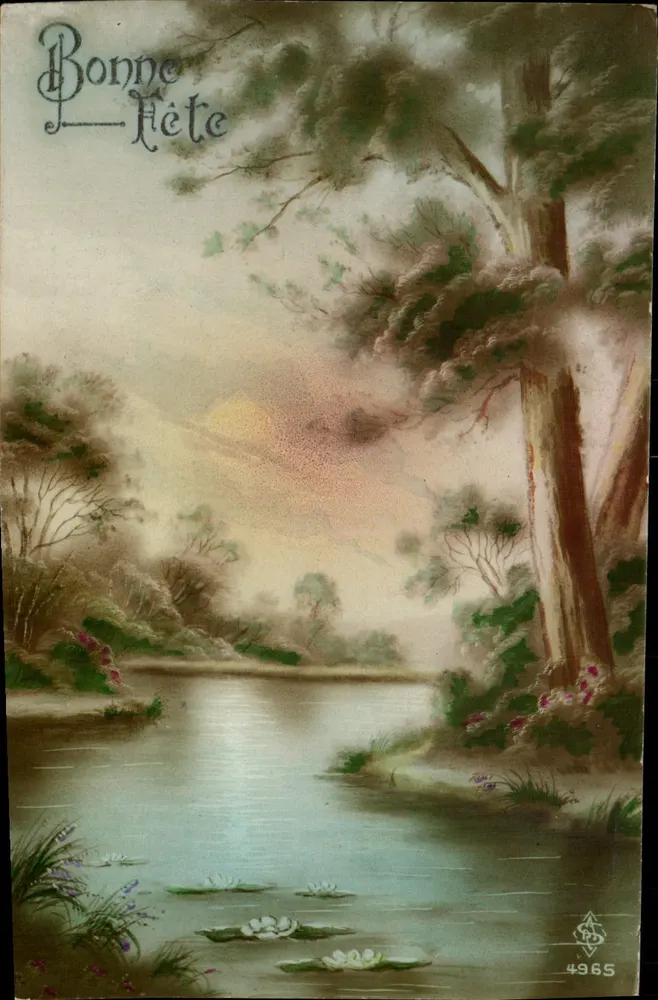 Landschaft mit See und Wasserlilien — Frohe Geburtstagskarte — n°4965 - Vorderseite