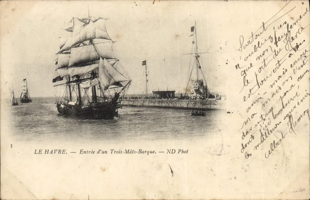 Le Havre — Einlauf eines Drei-Mast-Schoners — ND Phot - Vorderseite
