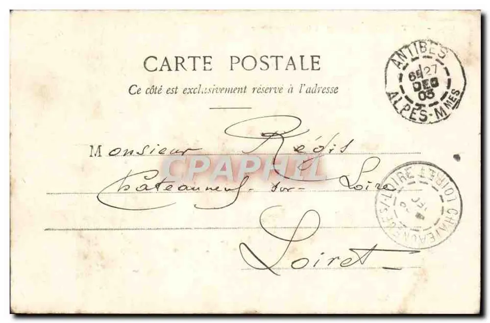 Antibes - Le Cap et le Sémaphore — Édition Biélier, phot. Nief, n° 605 - Verso