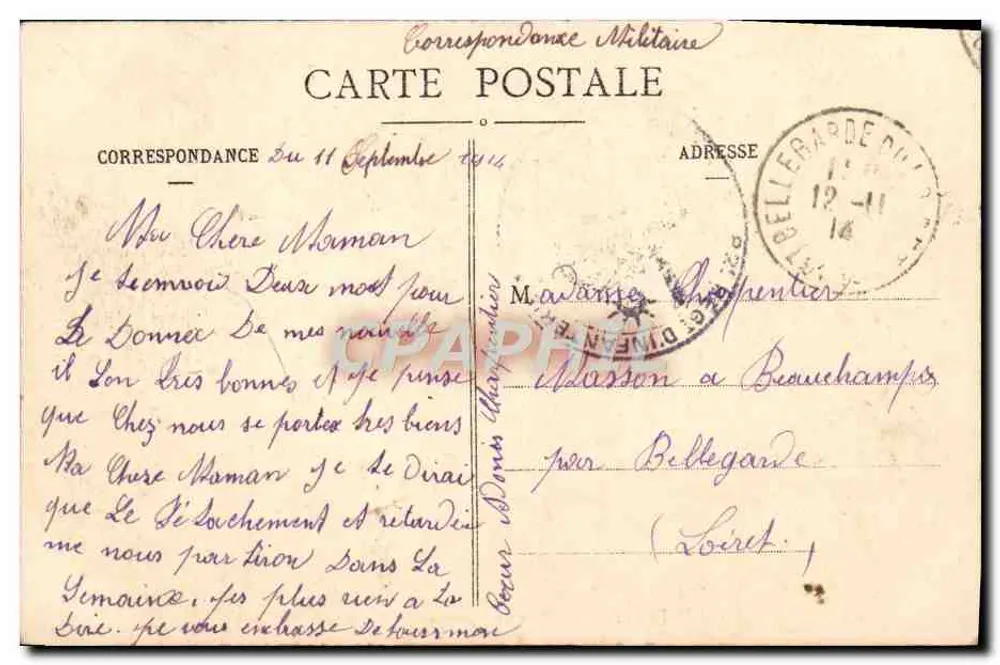 Montargis — Wald — Sternkreuzung im Winter — N. G. - Rückseite