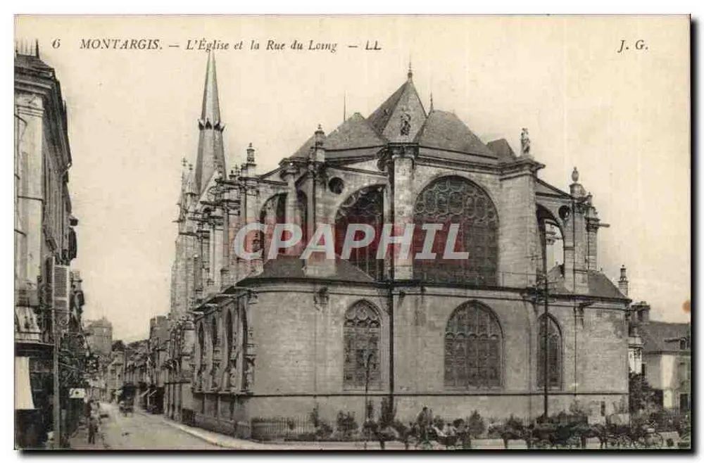 Montargis — Die Kirche und die Long Street — J. G. - Vorderseite