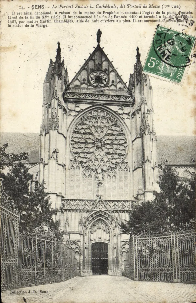 Sens - Das Südportal der Kathedrale, genannt Mosesportal (1. Ansicht) - Vorderseite