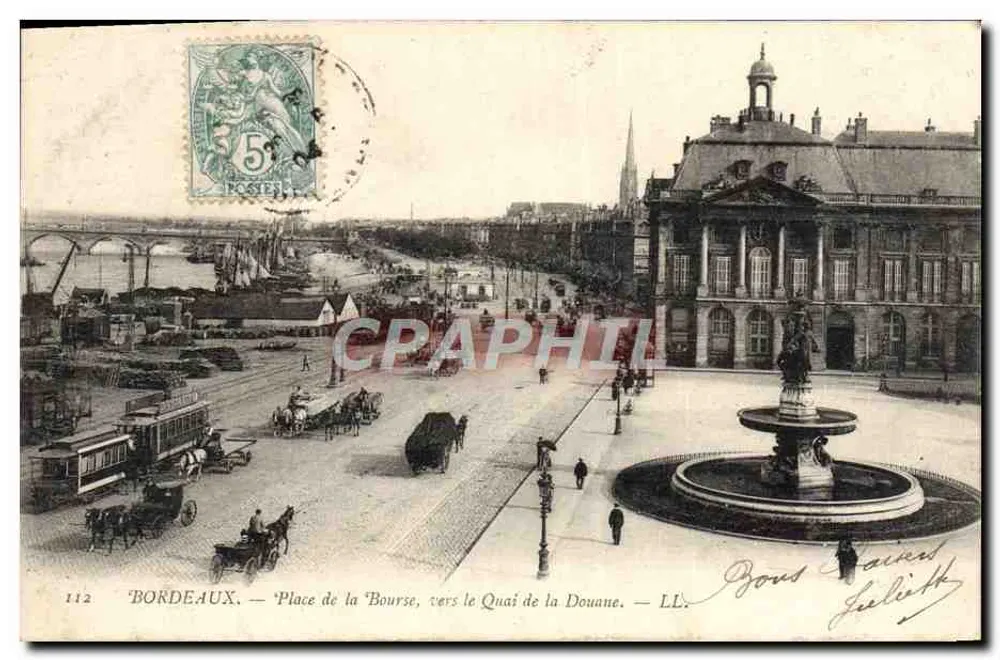 Bordeaux — Place de la Bourse, in Richtung Quai de la Douane — LL. - Vorderseite