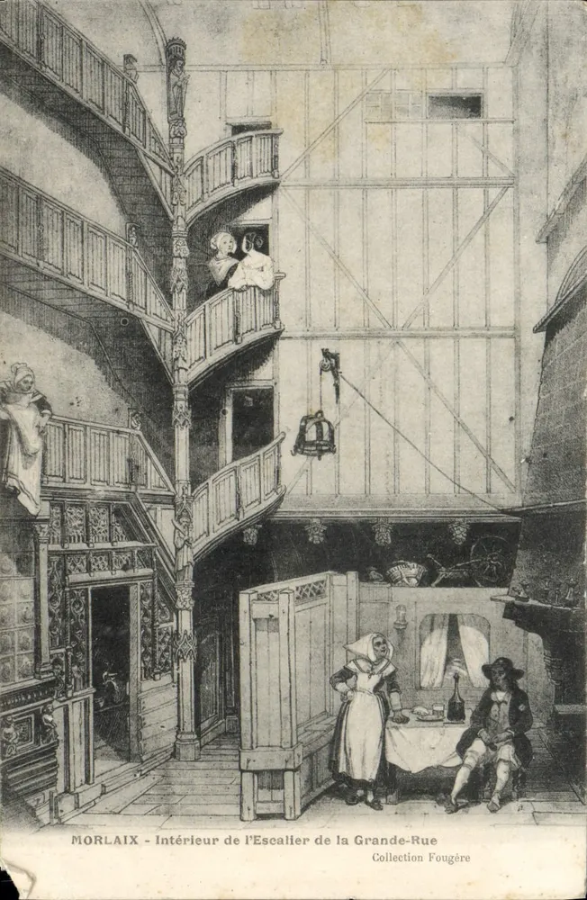 Morlaix — Innenansicht der Treppe der Grande-Rue — Sammlung Fougère - Vorderseite