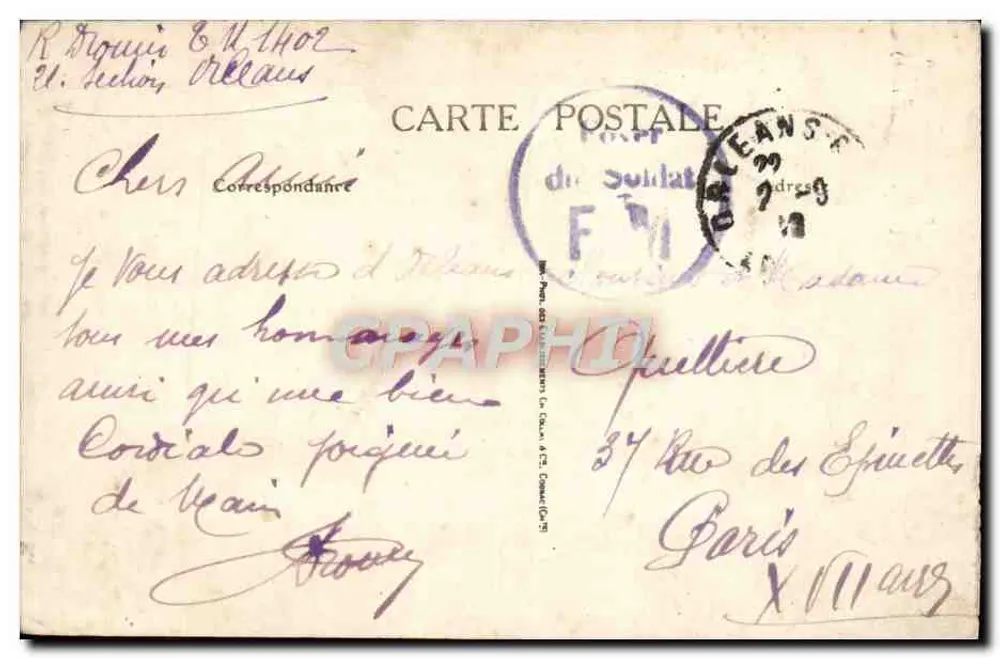 Fachada da Casa de Joana d'Arc — Orléans — Edição H. C. - Verso