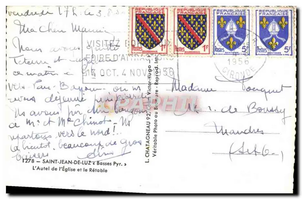 Altar der Kirche — Saint-Jean-de-Luz — L. Chatagneau, Fotograf - Rückseite