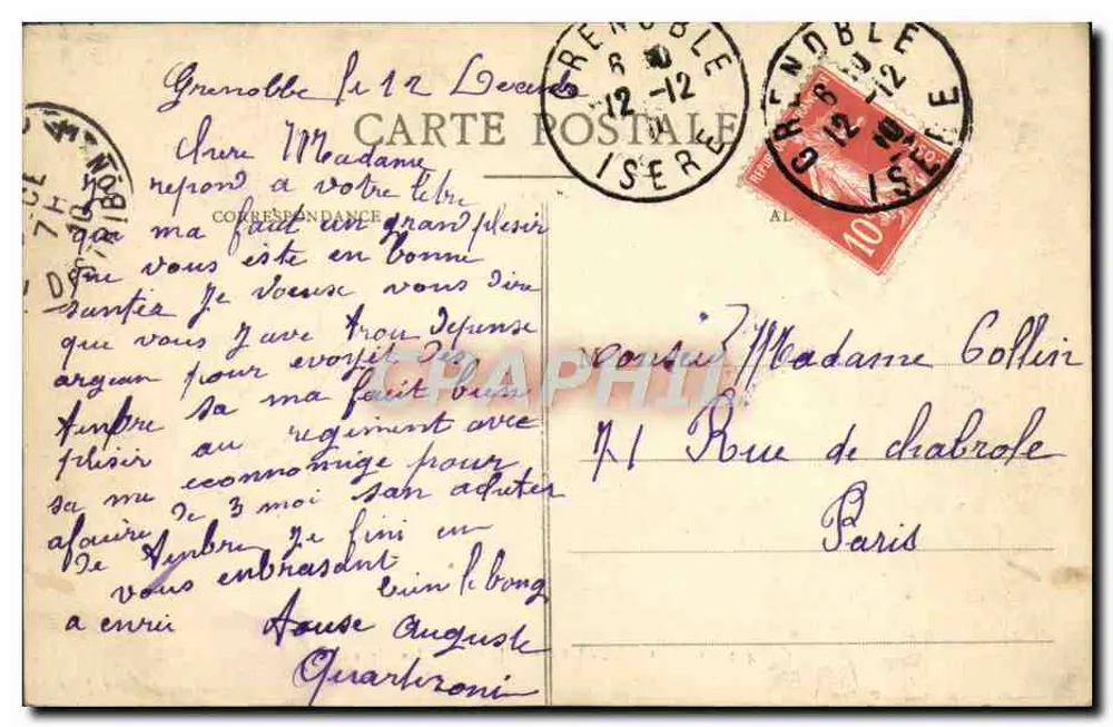 Grenoble - Die Isère und die Alpenkette — Cliché A.V., Sammlung L.P., Grenoble, Nr. 453 - Rückseite
