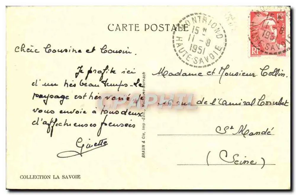 Montriond (Hte-Savoie) — O lago e os hotéis — Braun & Cie, Imp. Bornach - Verso