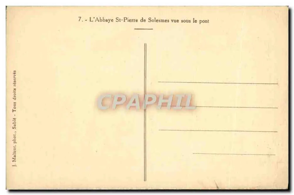 Die Abtei Saint-Pierre de Solesmes — Ansicht unter der Brücke — J. Malicot, Sablt - Rückseite