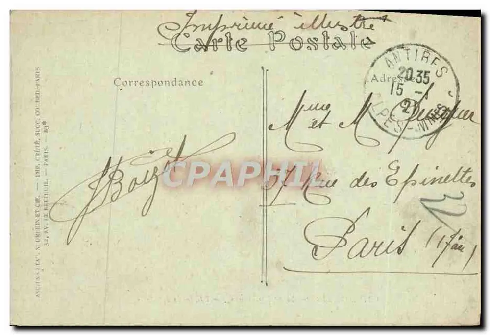 CABO DE ANTIBES (Alpes-Maritimes) — Estudo de Rochas — CRAPHIL - Verso