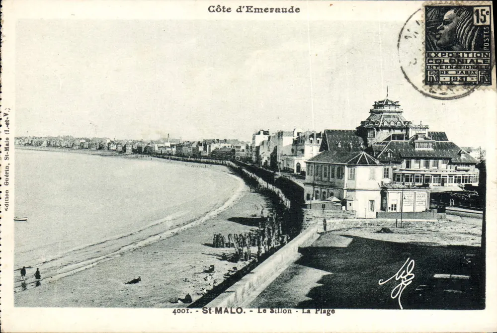St-Malo - Le Sillon - A Praia — Costa da Esmeralda — edição Guérin, n°400r - Frente