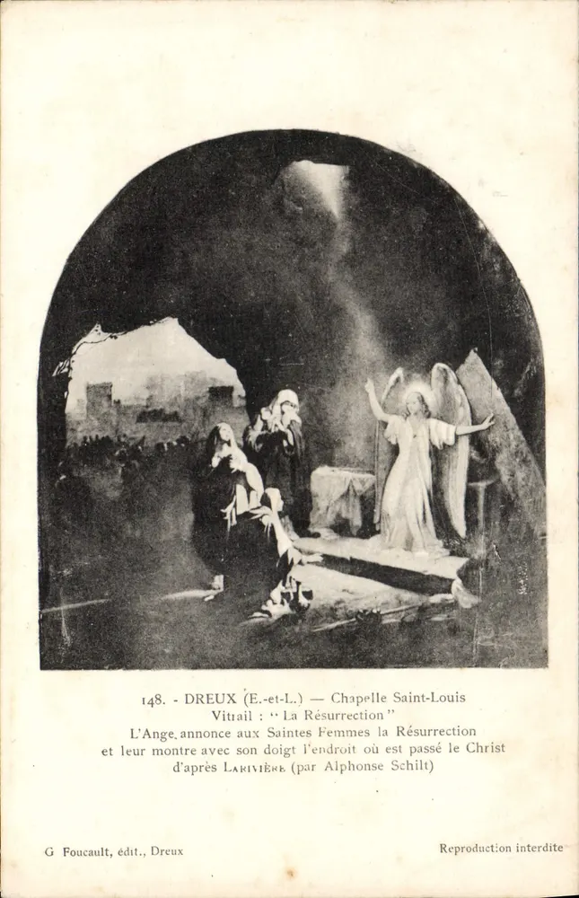 Dreux (E-et-L.) — Kapelle Saint-Louis — Glasfenster 'Die Auferstehung' (von Alphonse Schilt) - Vorderseite