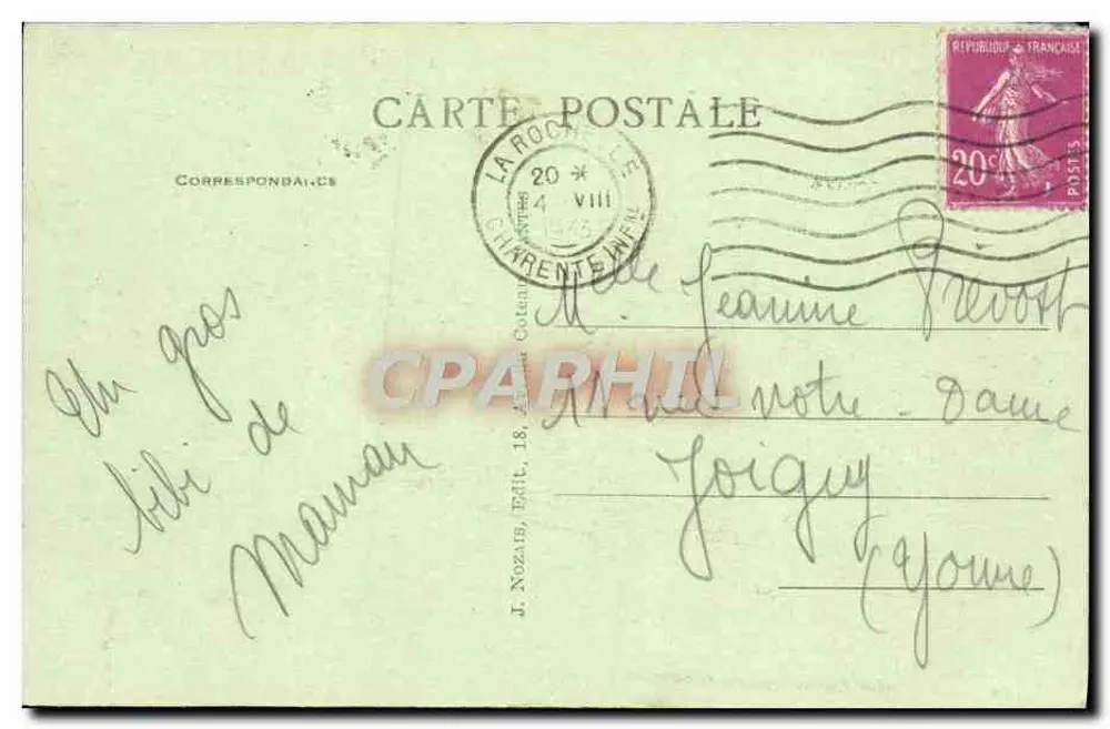 La Rochelle - Estátua do Almirante Duperré - J. Nozaïs, edição 18 - Verso