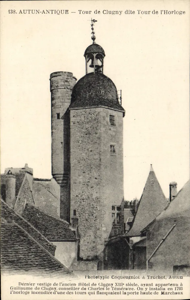 AUTUN-ANTIQUE — Turm von Clugny, auch als Uhrenturm bekannt — Phototypie Coqueugniot & Truchot, Autun - Vorderseite
