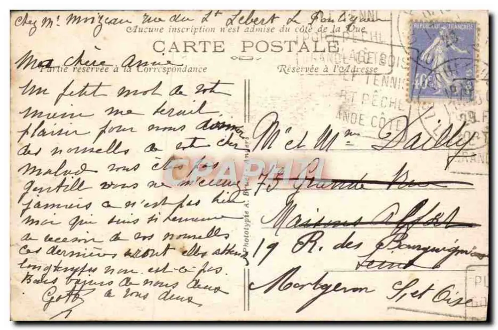 Le Pouliguen (Loire-Inf.) — La Plage. A. B. — n° 608 - Verso