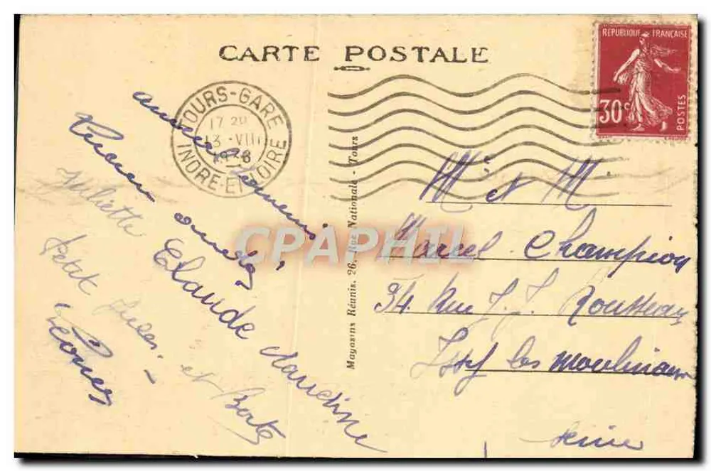 Tours (Indre-et-Loire) — Vista geral — editor desconhecido, n° de série 9 - Verso