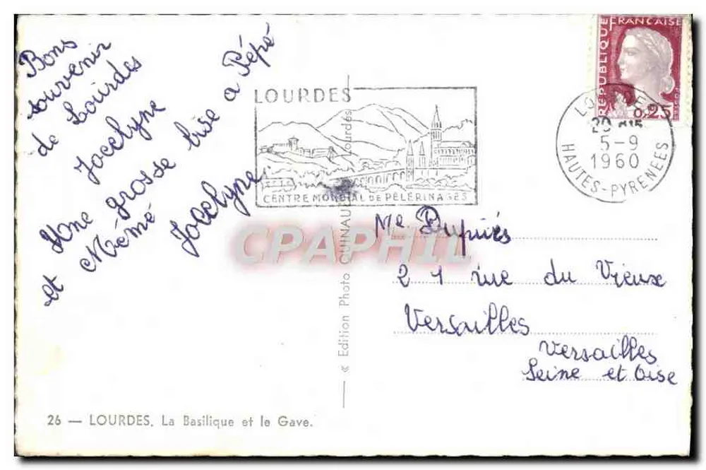 Lourdes — A Basílica e o Gave — Edição Photo Guinaud, n°26 - Verso