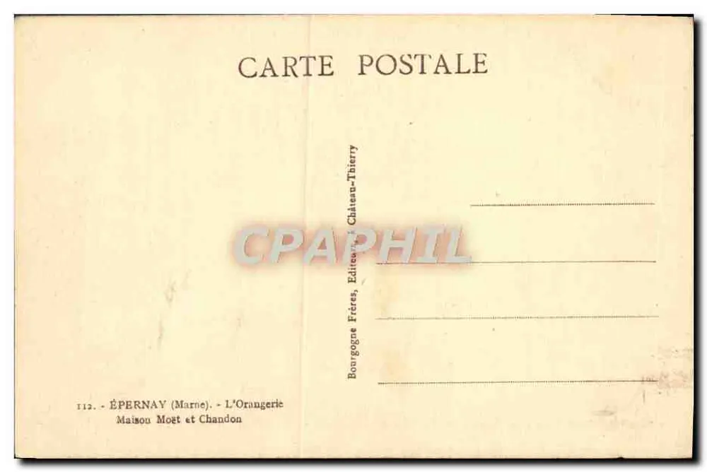 Épernay (Marne) — A Orangeria — Bourgogne Frères, Editor Château-Tbierry - Verso