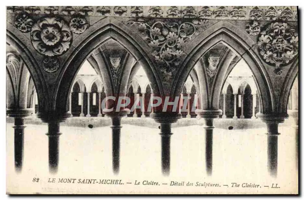 Mont Saint-Michel — Der Cloister — Detail der Skulpturen — LL - Vorderseite