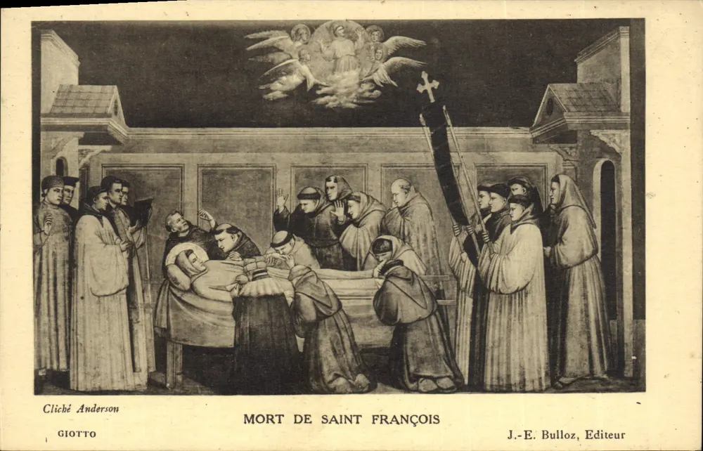 Morte de São Francisco — reprodução de uma pintura de Giotto — J.-E. Bulloz, Editor - Frente