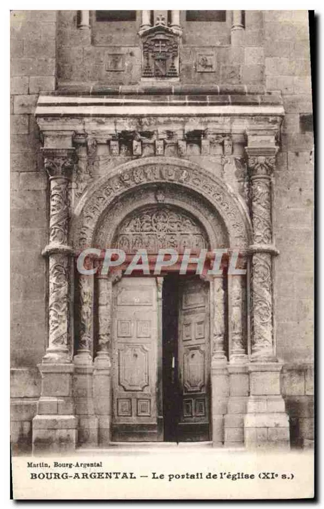 Bourg-Argental — Der Portal der Kirche (11. Jh.) — Martlin, Bourg-Argental - Vorderseite