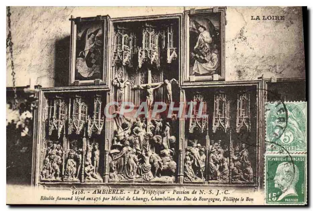 Ambierle — Das Triptychon — Leidensgeschichte unseres Herrn Jesus Christus — Flämische Altarwand, 1476 von Michel de Changy, Kammerherr des Herzogs von Burgund, Philipp dem Guten vermacht - Vorderseite