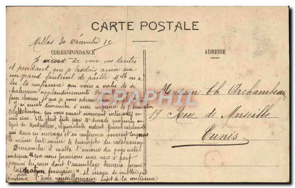 Perpignan - Monument aos Plataneiros - inaugurado em 5 de junho de 1910 - Verso