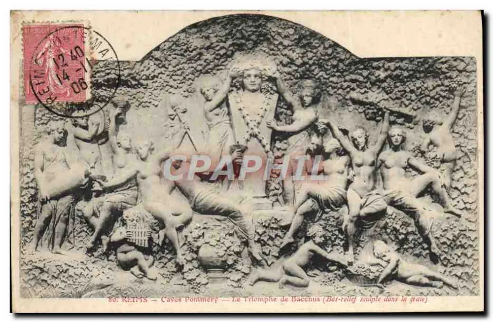 Reims - Caves Pommery - O Triunfo de Baco (Bas-relief esculpido na gracie) - Frente