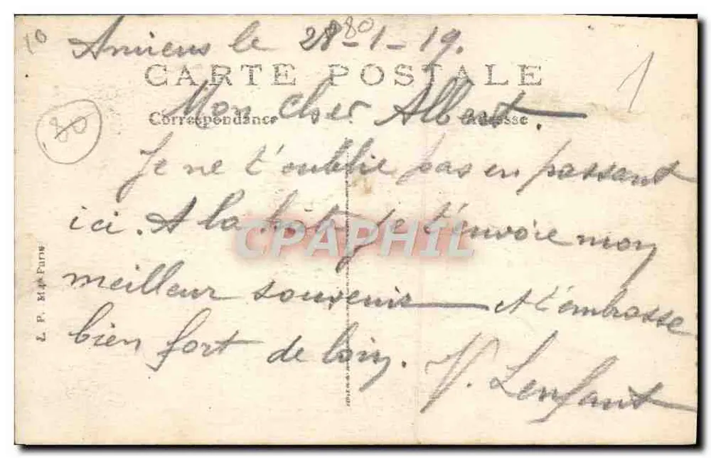 Amiens — Les Gloires Picardes — Éditeur L.P. Mie Fauré, n°90 - Verso