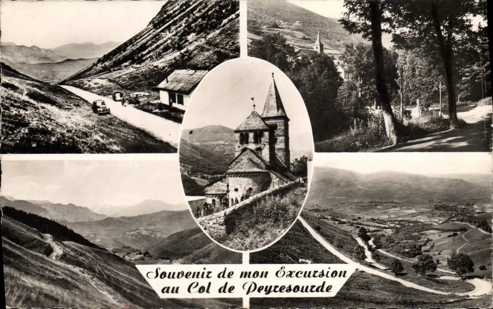 Col de Peyresourde — vista panorâmica e igreja — Réal-Photo - Frente