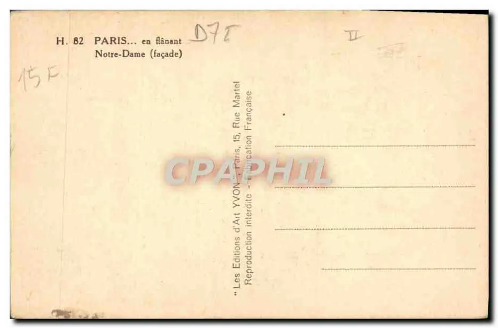 Nossa Senhora de Paris — fachada — YVON - Verso
