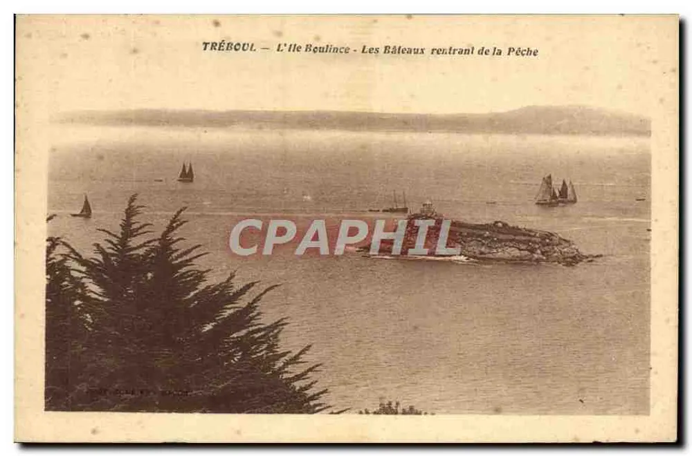 Tréboul — Die Insel Boulince — Boote, die von der Fischerei zurückkehren — Verlag: G. Claret, Tréboul - Vorderseite