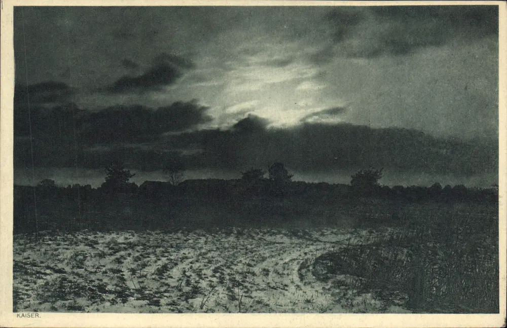 Paisagem invernal sob um céu tempestuoso — editor Kaiser, número de série não visível - Frente