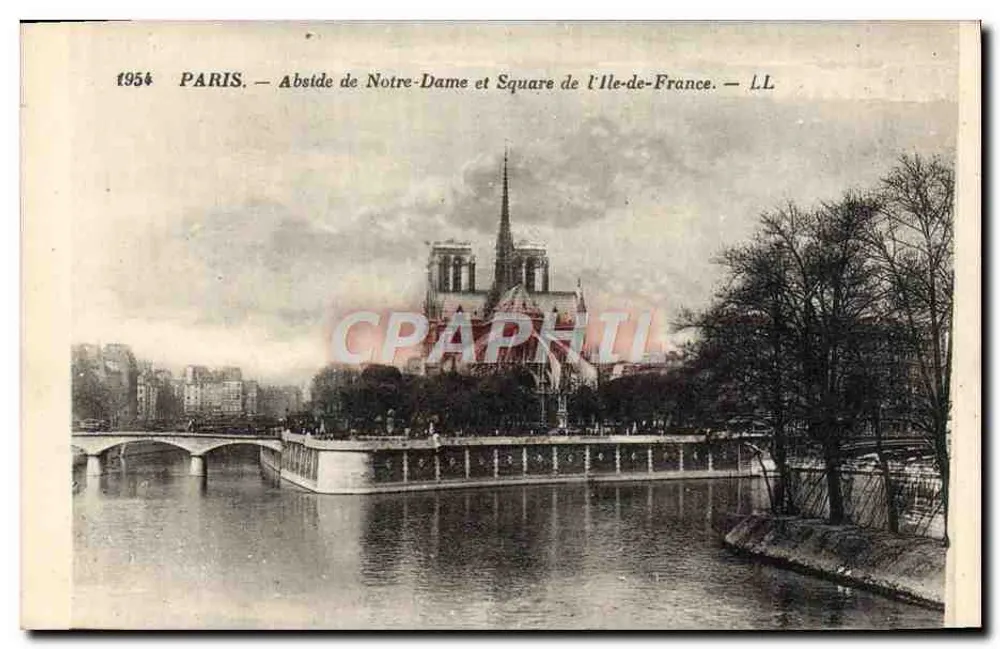 Paris — Abside von Notre-Dame und Square der Île-de-France — LL - Vorderseite