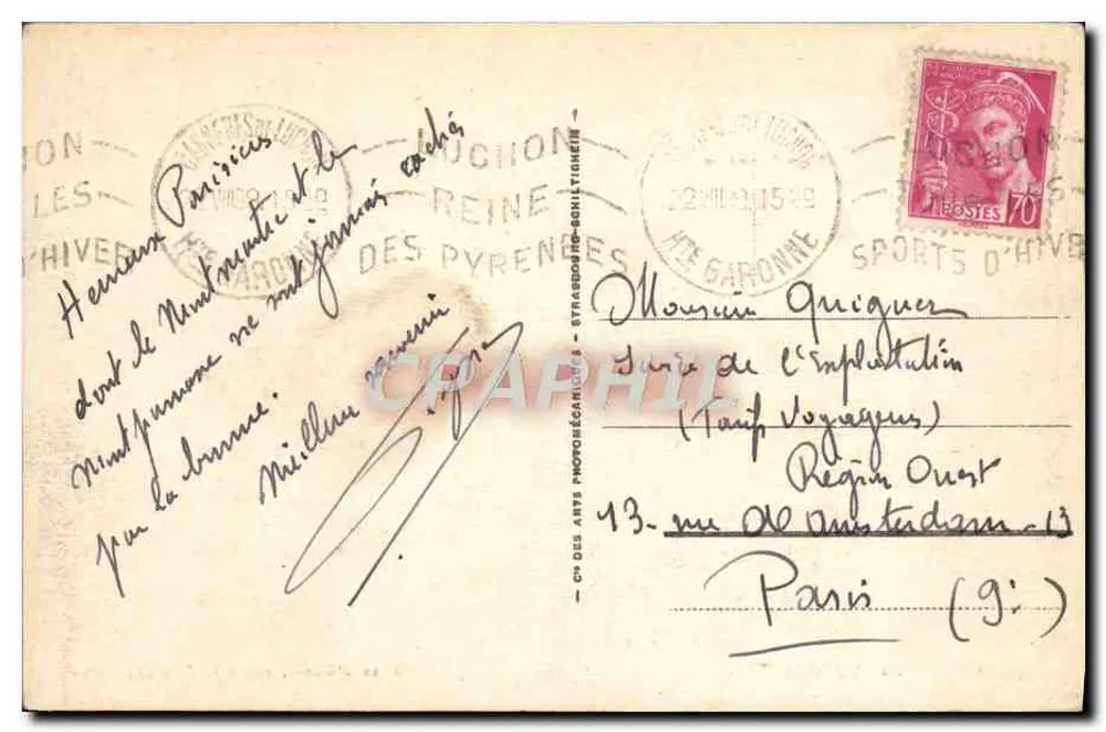 Vallée d'Oueill, vue vers Superbagnères — ENV. de LUCHON — n° 158 - Verso